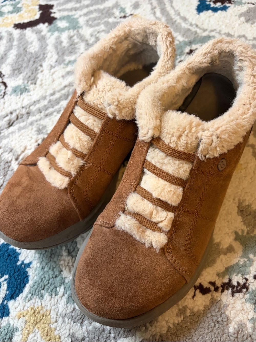 Bzees Women's Faux-Shearling Lined Cold-Weather Sneakers - Brown Size 8